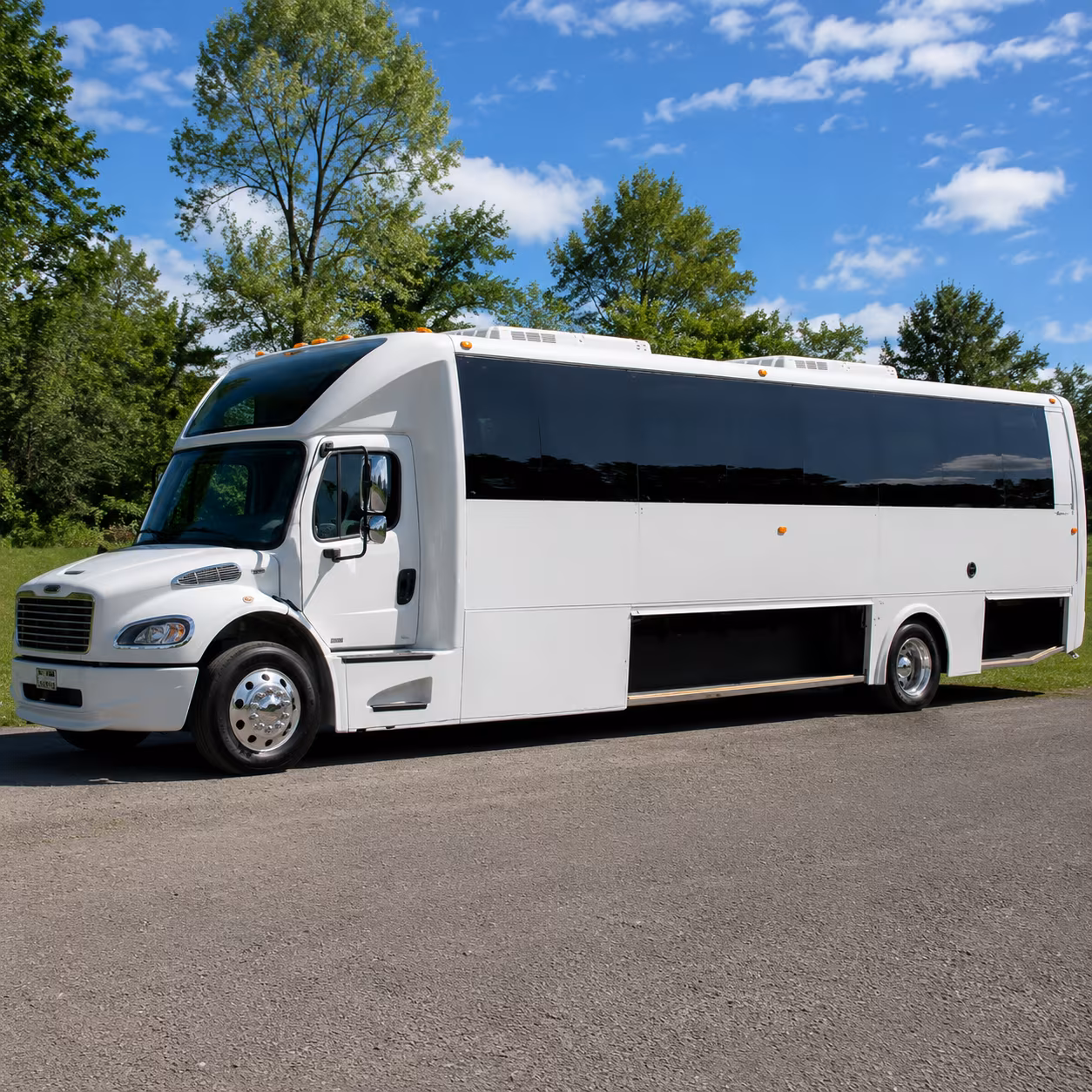 Interior of a party bus rental serving Kansas City