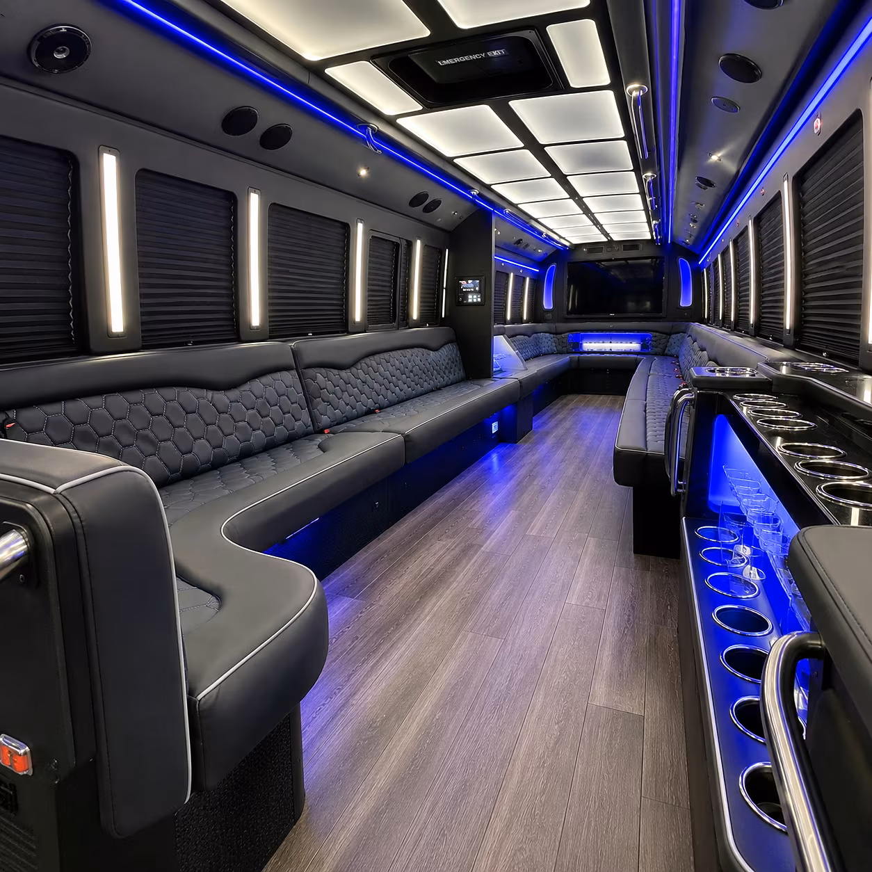 Kansas City Bachelor & Bachelorette Transportation party bus interior
