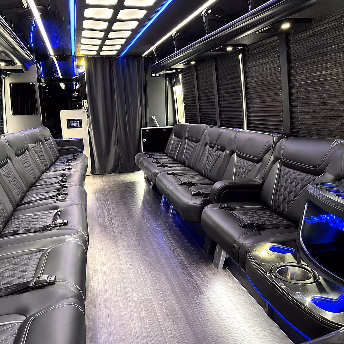 Kansas City Birthday, Sweet 16, & Quinceañera Transportation party bus interior