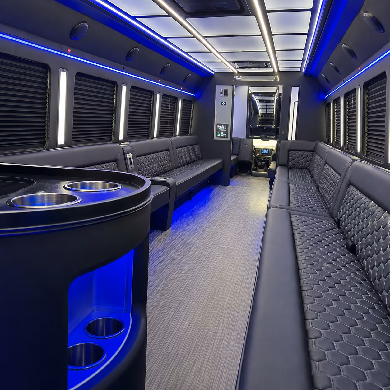 Kansas City Private Event Transportation party bus interior