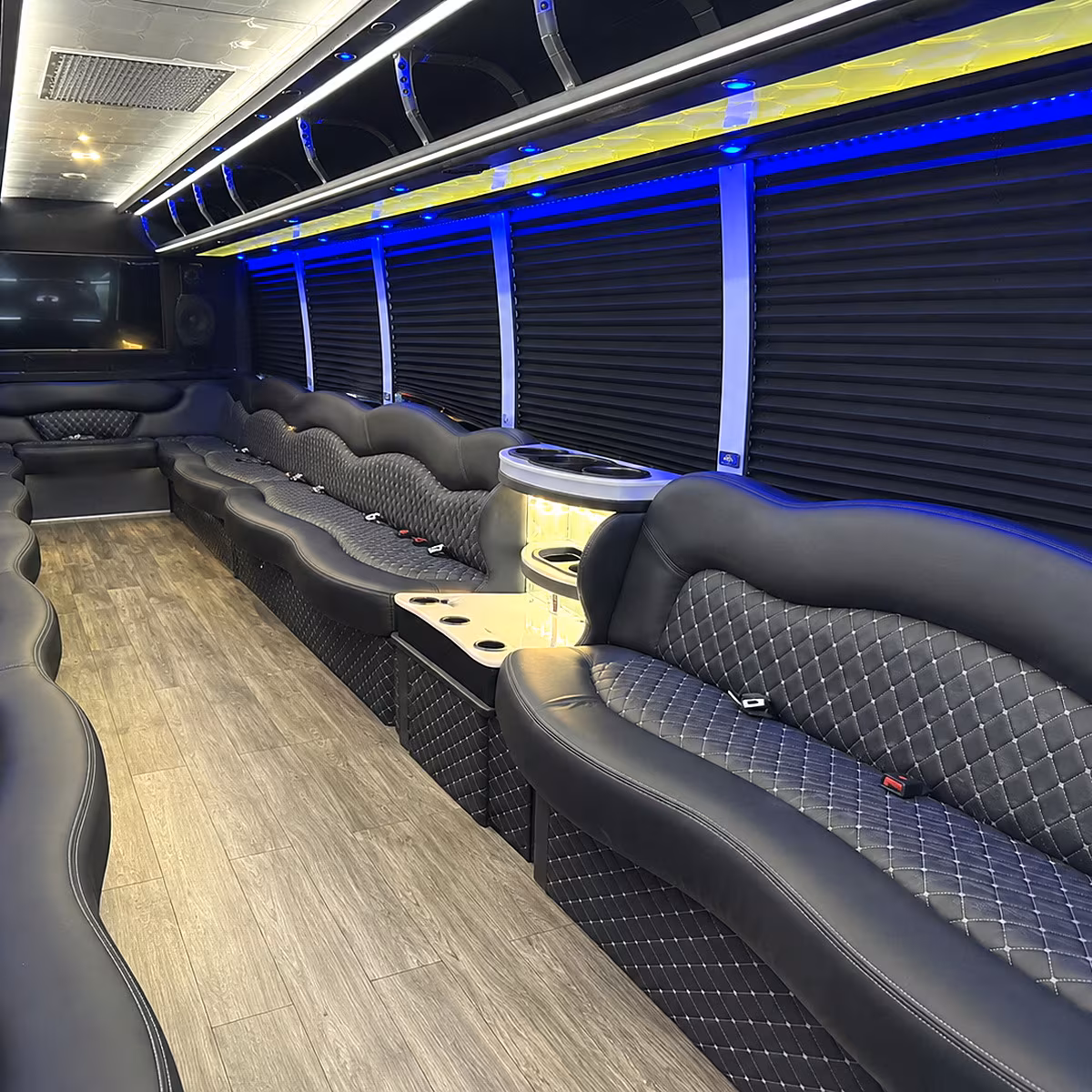 Kansas City Sporting Event Transportation party bus interior