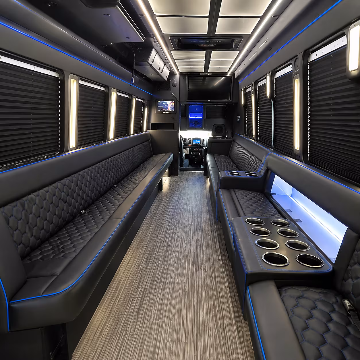 Kansas City Wedding Transportation party bus interior